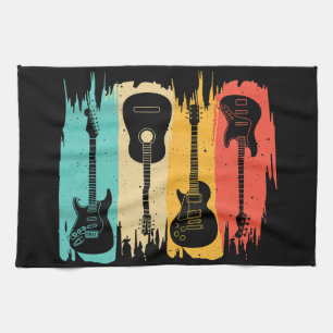 Vintage Guitar Gift For Men Women Music Band Guita Tea Towel