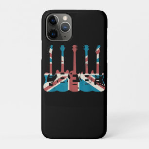Vintage Guitar Great Britain Flag - Guitar Player iPhone 11 Pro Case