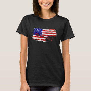 Vintage Guitar Guitarist Us American Flag 26 T-Shirt