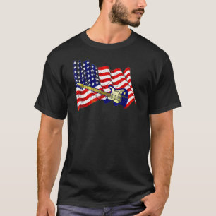 Vintage Guitar Guitarist Us American Flag 27 T-Shirt