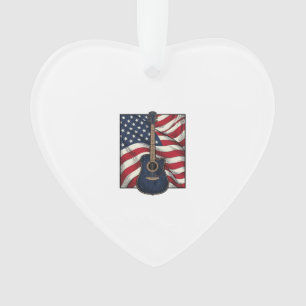 Vintage Guitar Patriotic Flag Vector Shirt Design_ Ornament