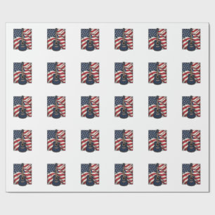 Vintage Guitar Patriotic Flag Vector Shirt Design_ Wrapping Paper