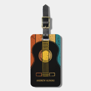 Vintage guitar personalised  luggage tag