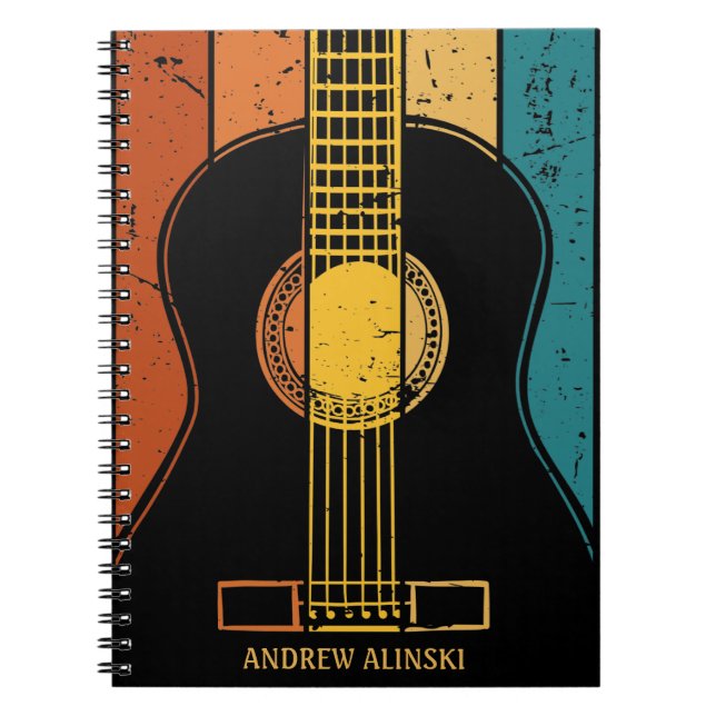 Vintage guitar personalised  notebook (Front)