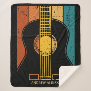Vintage guitar personalised sherpa blanket
