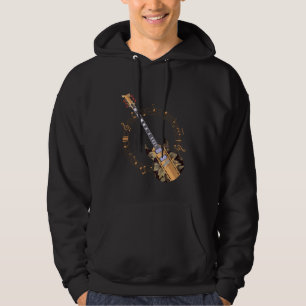 Vintage Guitar Player Floral Musician Art Hoodie
