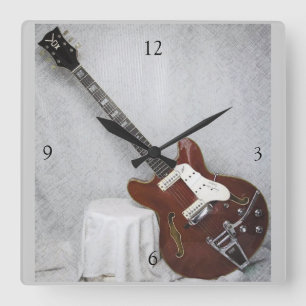 Vintage Guitar Wall Clock