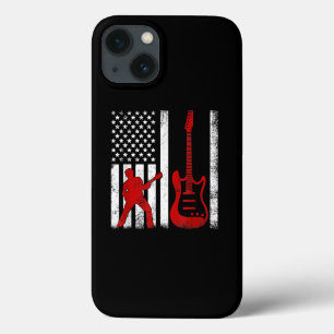 Vintage Guitarist American USA Flag Guitar iPhone 13 Case