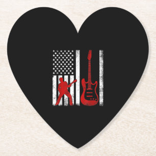 Vintage Guitarist American USA Flag Guitar Paper Coaster
