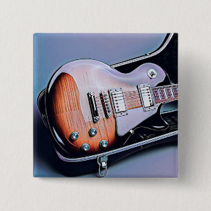 Vintage guitarist birthday gift 15 cm square badge