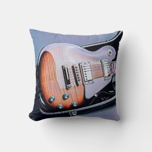 Vintage guitarist birthday gift cushion