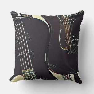 Vintage guitarist birthday gift cushion