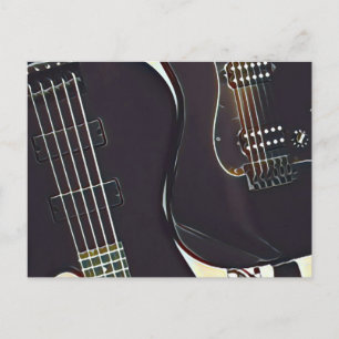 Vintage guitarist birthday gift postcard