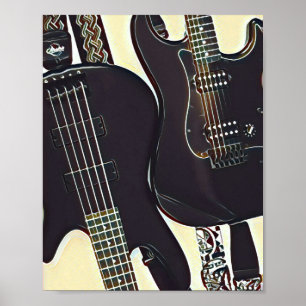 Vintage guitarist birthday gift poster