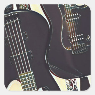 Vintage guitarist birthday gift square sticker
