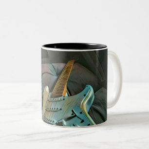 Vintage guitarist birthday gift Two-Tone coffee mug