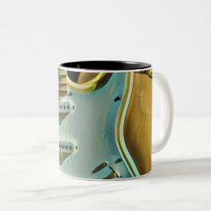 Vintage guitarist birthday gift Two-Tone coffee mug