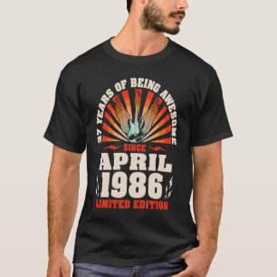 Vintage Guitarist Guitar Born April 1986 37th Bir T-Shirt