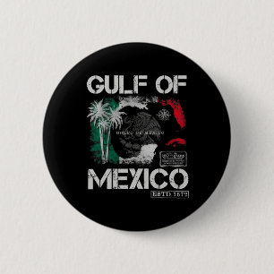 Vintage Gulf Of Mexico 1672 Historic Map Retro Bea 6 Cm Round Badge