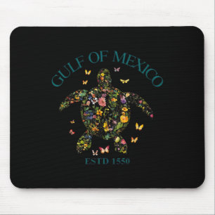 Vintage Gulf Of Mexico Est 1550 Floral Turtle Mouse Pad