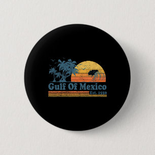Vintage Gulf Of Mexico Est 1550 Retro Beach Sunset 6 Cm Round Badge