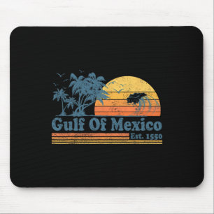 Vintage Gulf Of Mexico Est 1550 Retro Beach Sunset Mouse Pad