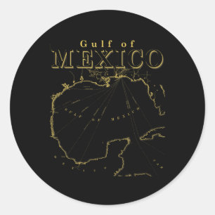 Vintage Gulf Of Mexico Map Coastal History Classic Round Sticker