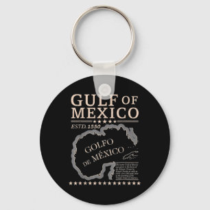 Vintage Gulf Of Mexico Map Name Origin Since 1550  Key Ring