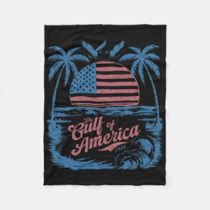 Vintage Gulf Of Usa America Flag Est 2025 Beach Pa Fleece Blanket