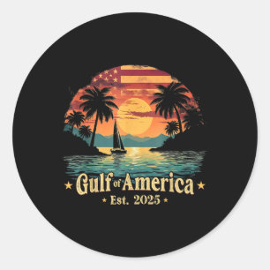 Vintage Gulf Of Usa America Funny Usa Flag  Classic Round Sticker