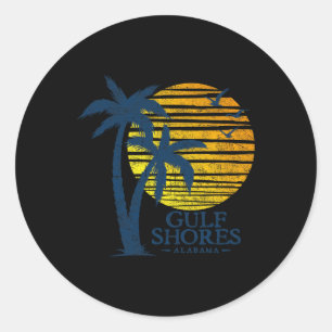 Vintage Gulf Shores Alabama Souvenir Beach Sunset  Classic Round Sticker