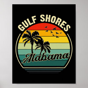 Vintage Gulf Shores Beach Alabama Summer Sunset Pa Poster