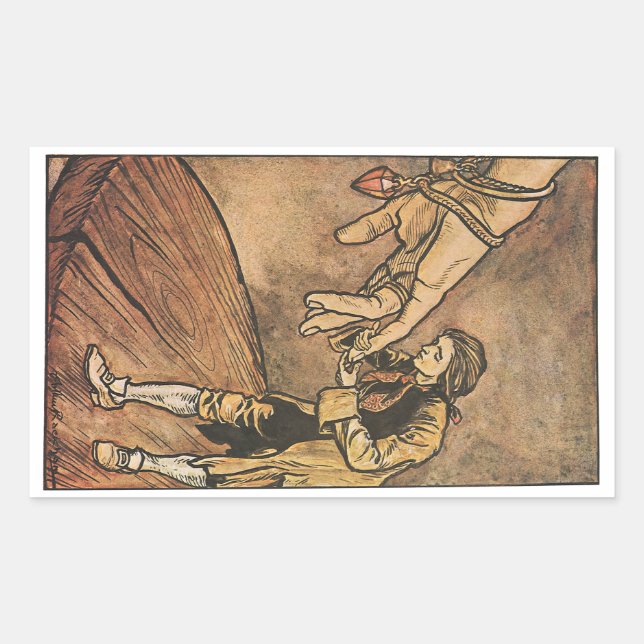 Vintage Gulliver's Travels by Arthur Rackham Rectangular Sticker (Front)