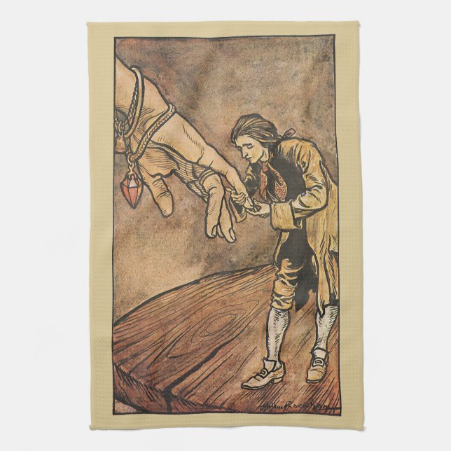 Vintage Gulliver's Travels by Arthur Rackham Tea Towel (Vertical)