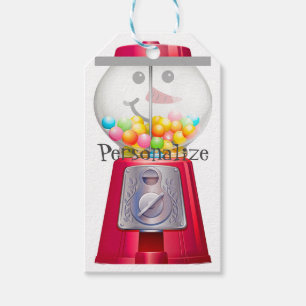 Vintage Gumball machine snowman snow globe Gift Tags