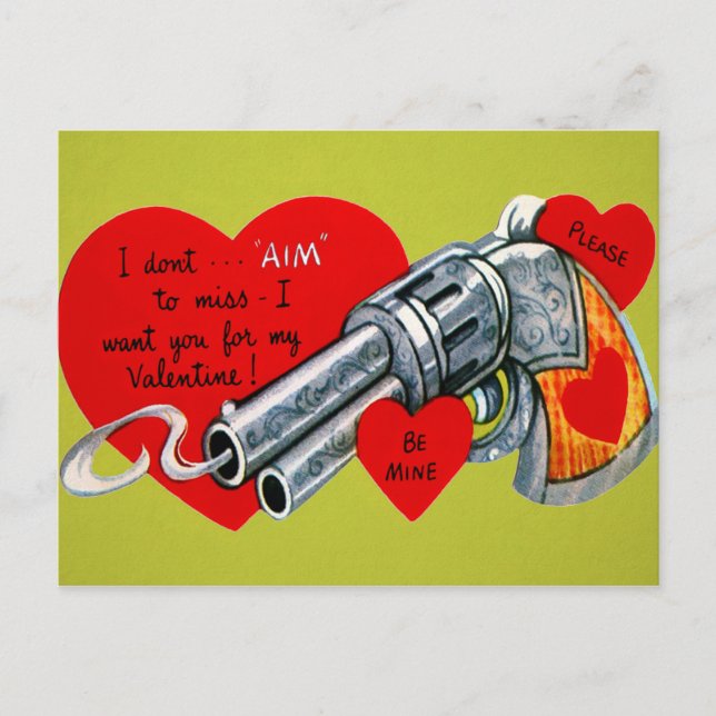 Vintage Gun Valentine Postcard (Front)