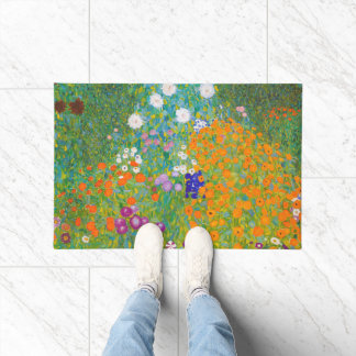 Vintage Gustav Klimt Cottage Garden Flower Art Doormat