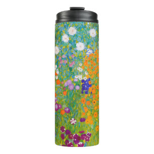 Vintage Gustav Klimt Cottage Garden Flower Art Thermal Tumbler