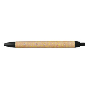 Vintage Gustav Klimt Gold Art Nouveau Floral Black Ink Pen