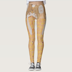 Vintage Gustav Klimt Gold Art Nouveau Floral Leggings