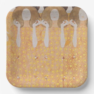 Vintage Gustav Klimt Gold Art Nouveau Floral Paper Plate