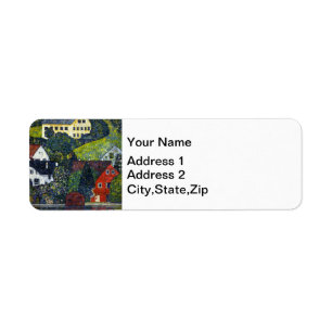 Vintage Gustav Klimt Houses Unterach Attersee Art Return Address Label