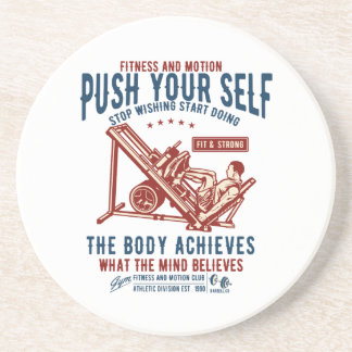 Vintage Gym Fitness Motivation Postcard Coaster