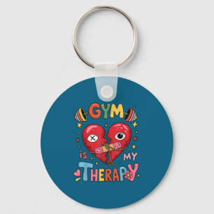 Vintage Gym Is My Therapy Gym Workout Fitness Moti Key Ring