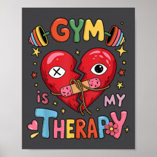 Vintage Gym Is My Therapy Gym Workout Fitness Moti Poster