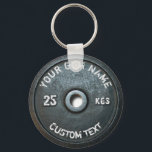 Vintage Gym Owner or User Fitness Funny Key Ring<br><div class="desc">Vintage Gym Owner or User Fitness Funny dark grey rusty round weightplate image with custom curved gym name text - perfect gift for those love workout,  fitness and bodybuilding,  or just like to spend time in gymnasium</div>