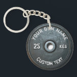 Vintage Gym Owner or User With Fitness Funny Key Ring<br><div class="desc">Vintage Gym Owner or User With Fitness Funny dark grey rusty round weightplate image with custom curved gym name text - perfect gift for those love workout,  fitness and bodybuilding,  or just like to spend time in gymnasium</div>