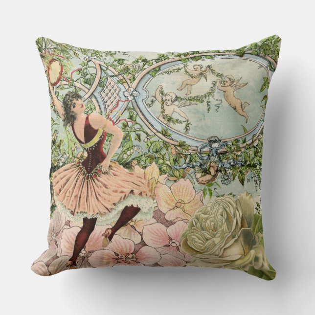 Vintage Gypsy Dancing Ephemera Cushion (Front)