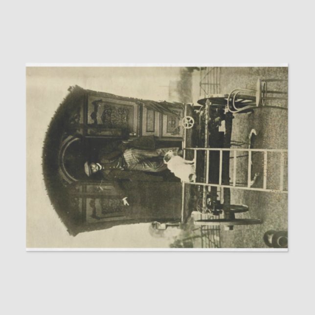 Vintage Gypsy Wagon & Dog Tissue Paper (Front)