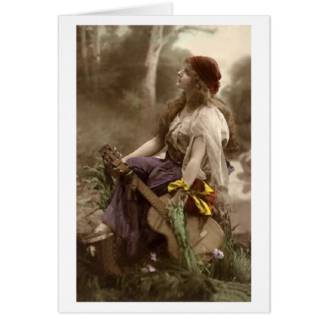 Vintage Gypsy Woman with Guitar, (Front)
